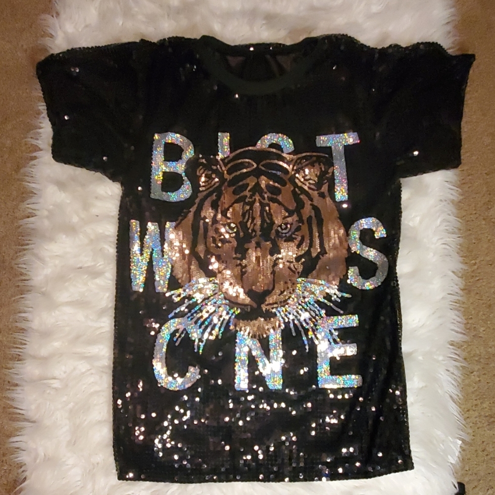 Over-sized black sequin Dress